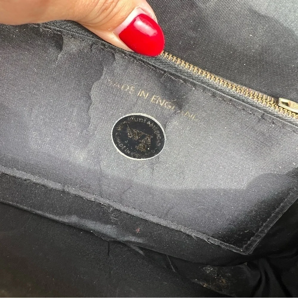 VINTAGE WA Weymouth American made in England black leather handbag purse - Picture 5 of 11